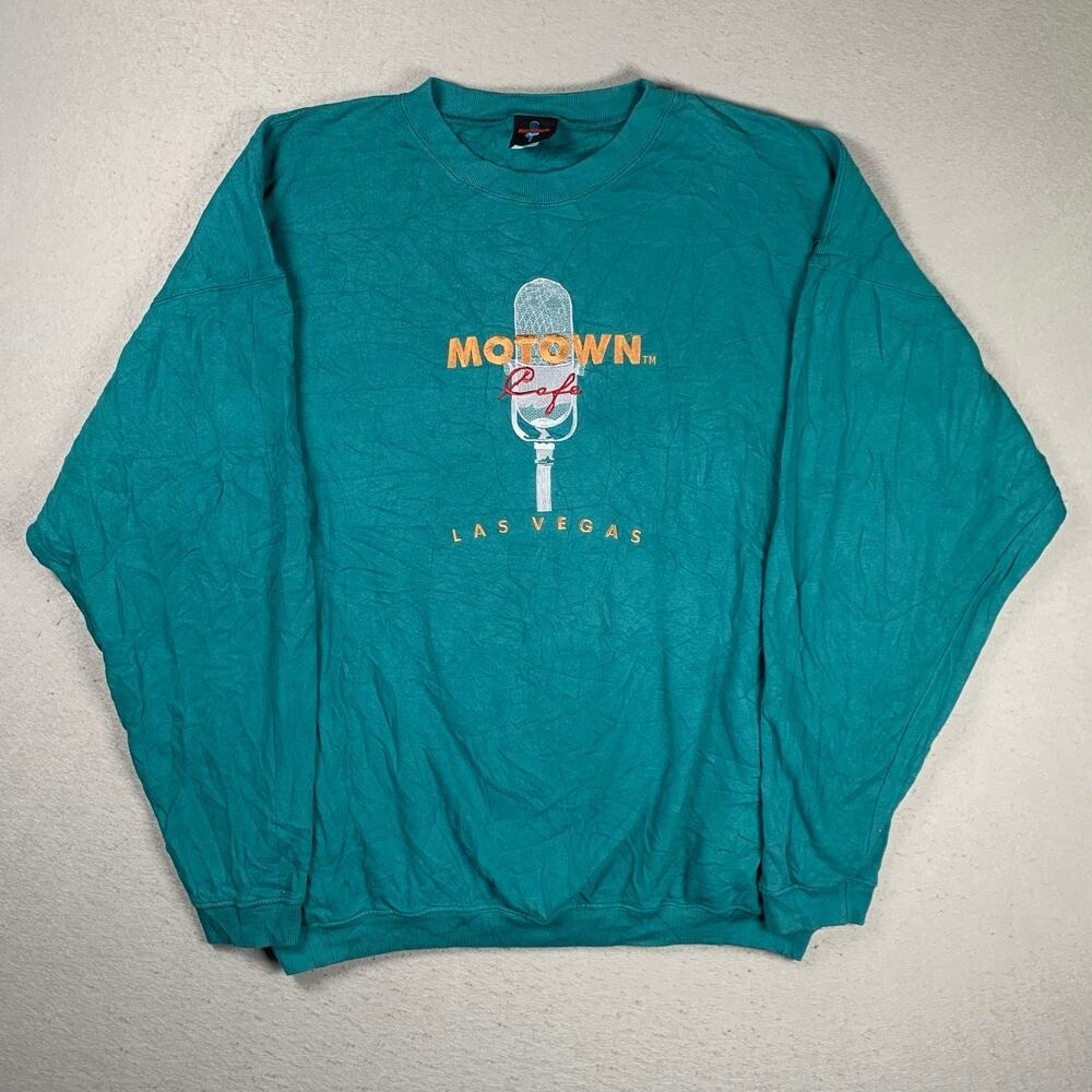 Vintage Motown Sweatshirt Mens 2XL Las Vegas Embroidered Crewneck Made in USA